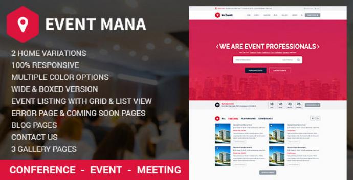 دانلود قالب وردپرس مدیریت رویداد رایگان event mana V1.8.2