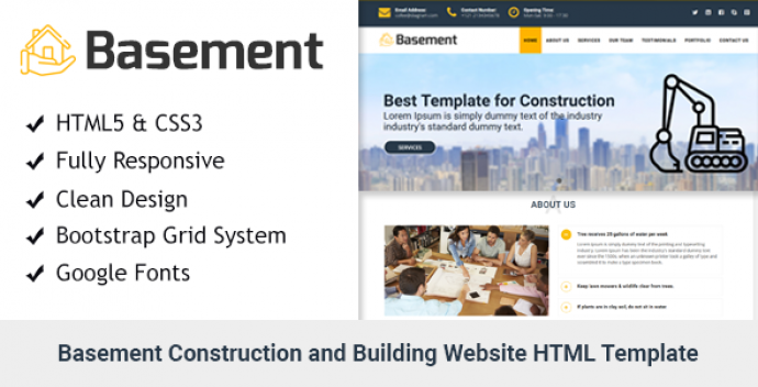 دانلود رایگان قالب HTML ساخت و ساز Basement