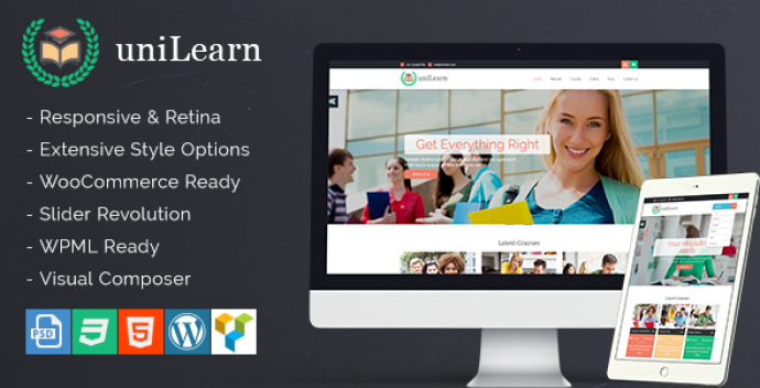 دانلود رایگان قالب وردپرس آموزشی و دوره UNILEARN V1.2.1