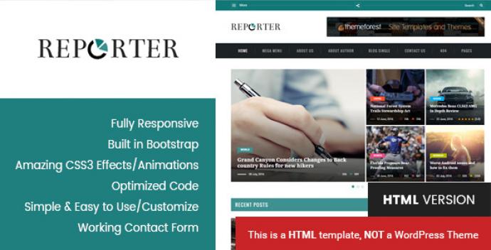 دانلود قالب html وبلاگ و مجله خبری MAX REPORTER