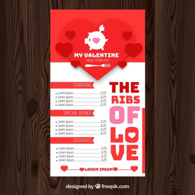 قالب منو ولنتاین 