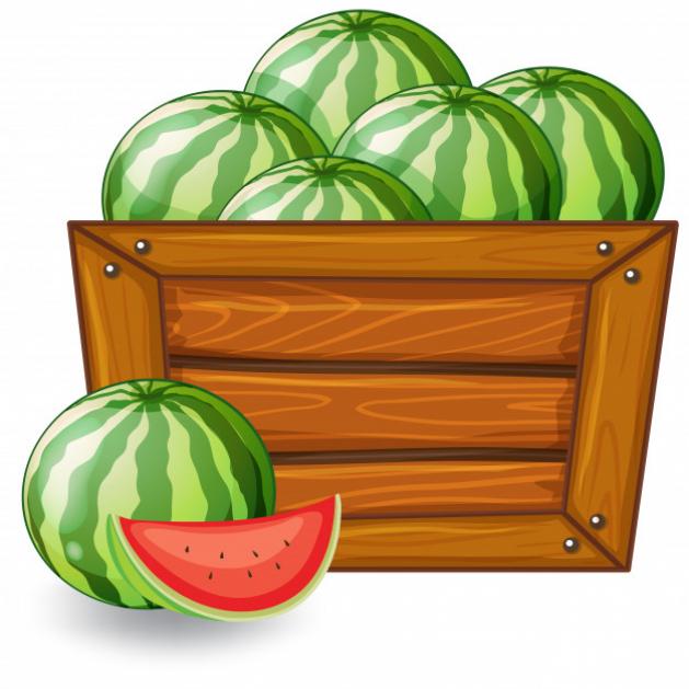 هندوانه بر روی بنر چوبی 