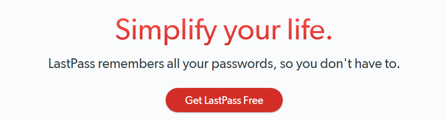 صفحه اصلی LastPass.