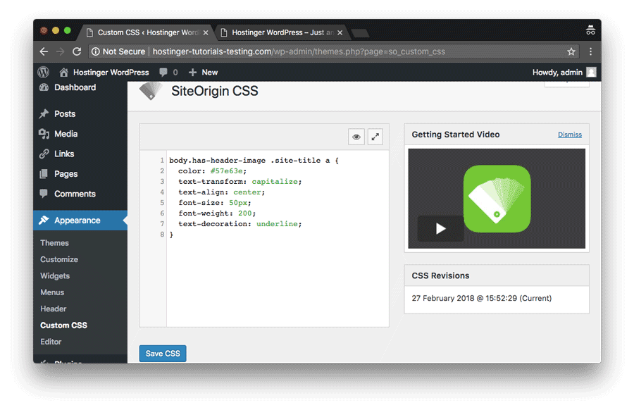 پیشنمایش CSS سفارشی وردپرس با افزونه SiteOrigin