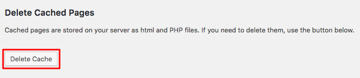 حذف WordPress Super Cache Button