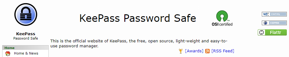 صفحه اصلی KeePass.