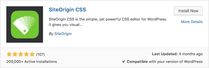 CSS سفارشی وردپرس را نصب کنید.  SiteOrigin CSS، از طریق داشبورد