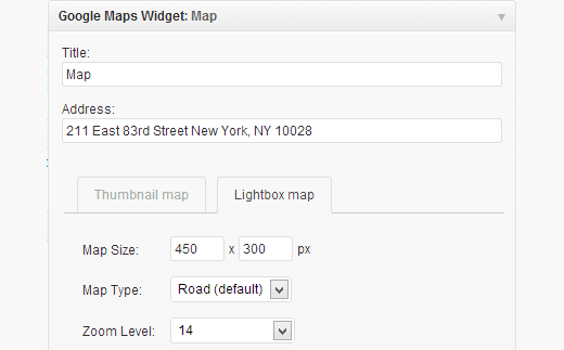 تنظیمات ویجت Google Maps