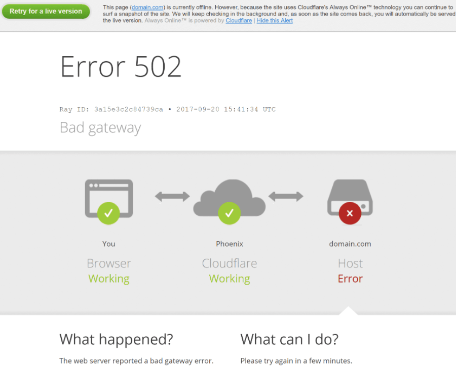 هنگام استفاده از CloudFlare خطا 502 دروازه دروازه - نسخه 2