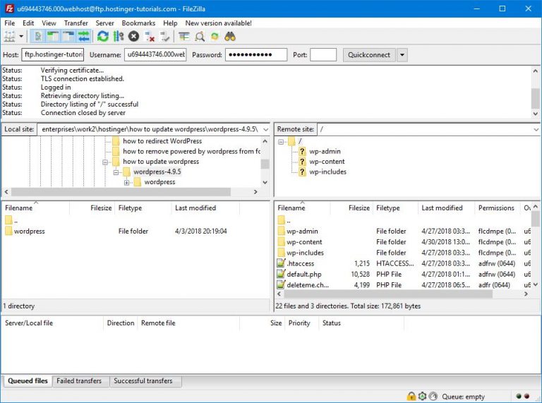 وردپرس را از طریق FTP باز کنید