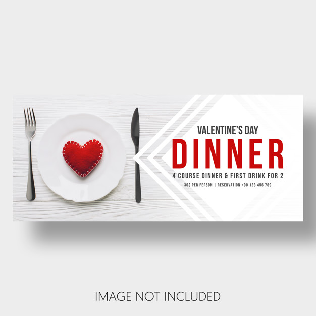بنر template restaurant روز ولنتاین رایگان psd 