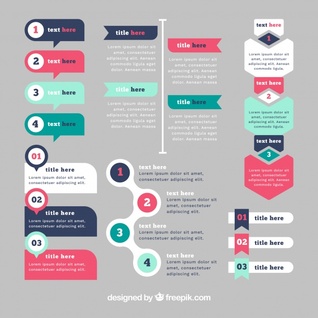 مجموعه ای از المنت های infographic با رنگ های مختلف