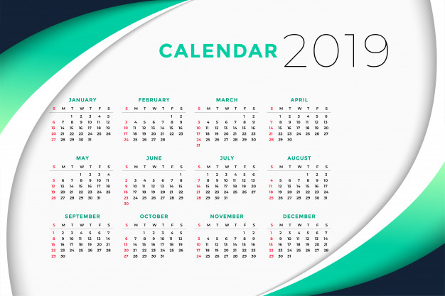 دانلود رایگان وکتور تقویم کسب و کار 2019