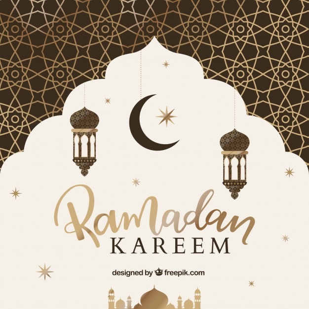 پس زمینه ماه مبارک رمضان با الگوی طلایی 