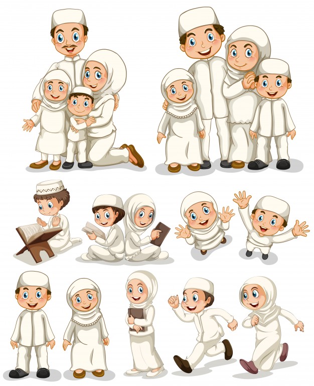 دانلود طرح وکتور شخصیت خانواده مذهبی زیبا