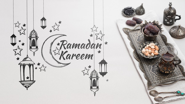 طرح لایه باز پس زمینه رمضان کریم psd
