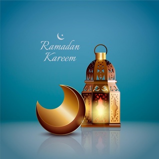 وکتور مذهبی ماه مبارک رمضان با ماه و فانوس