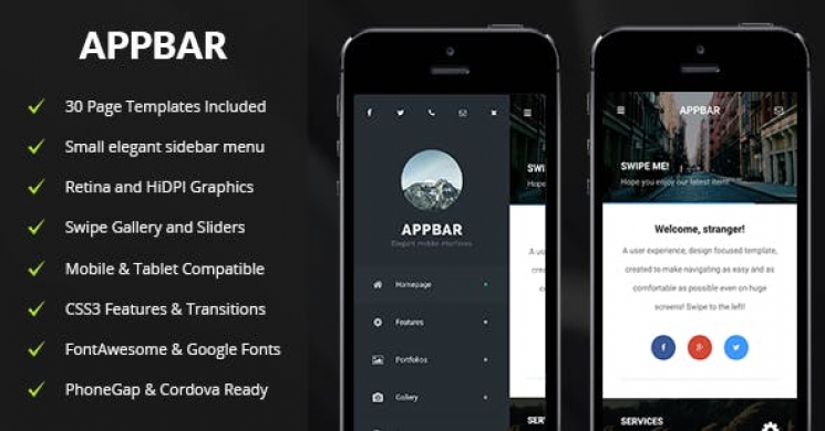 قالب اچ تی ام ال APPBAR موبایل html mobile