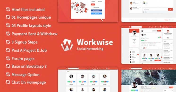دانلود رایگان قالب HTML شبکه اجتماعی و فریلنسر  Workwise 