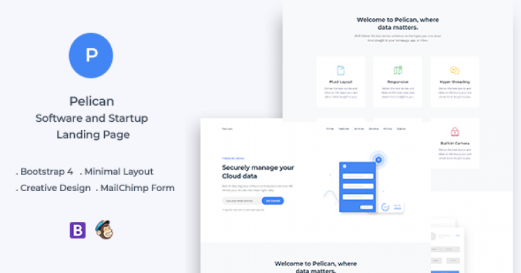 دانود رایگان قالب HTML استارتاپ و لندینگ نرم افزار Pelican 