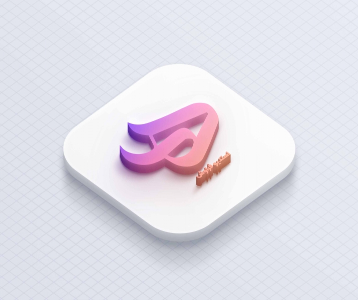 موکاپ لایه باز لوگو آیکون 3 بعدی