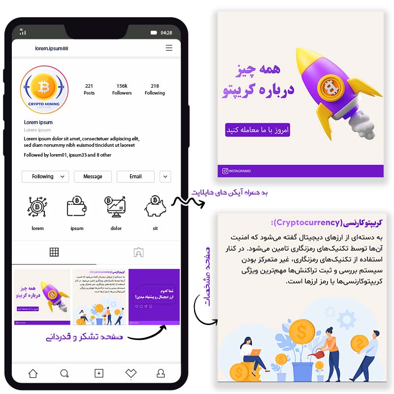 طرح لایه باز پست اینستاگرام ارز دیجیتال