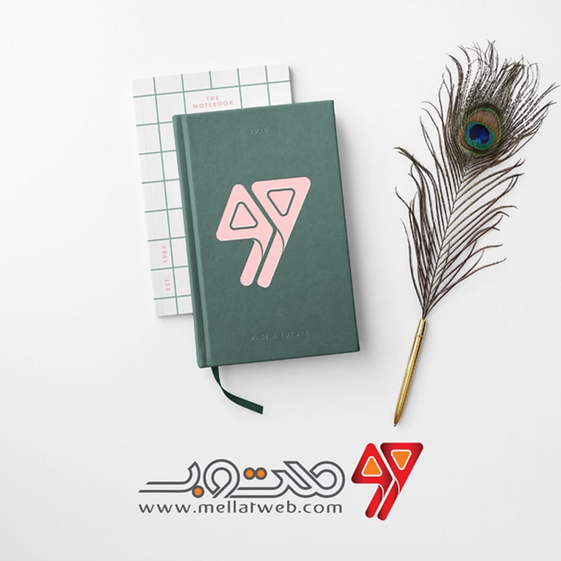 موکاپ (Mockup) قالب طرح لایه باز جلد کتاب و پر طاووس