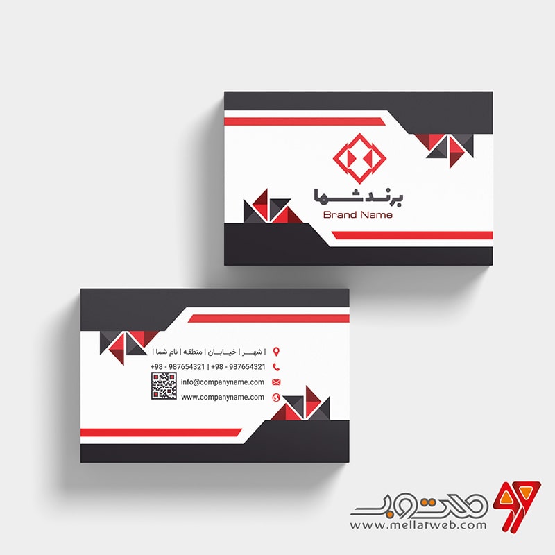 دانلود طرح کارت ویزیت لایه باز شرکتی با ترکیب رنگ قرمز تیره و مشکی