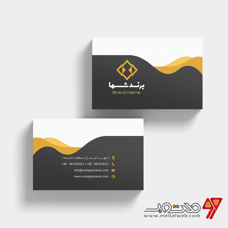 دانلود طرح کارت ویزیت لایه باز شرکتی با ترکیب رنگ طلایی و بژ و مشکی