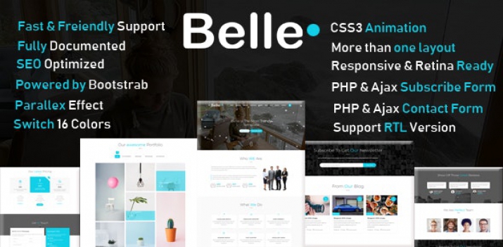 دانلود رایگان قالب Belle قالب HTML تک صفحه ای راستچین شده