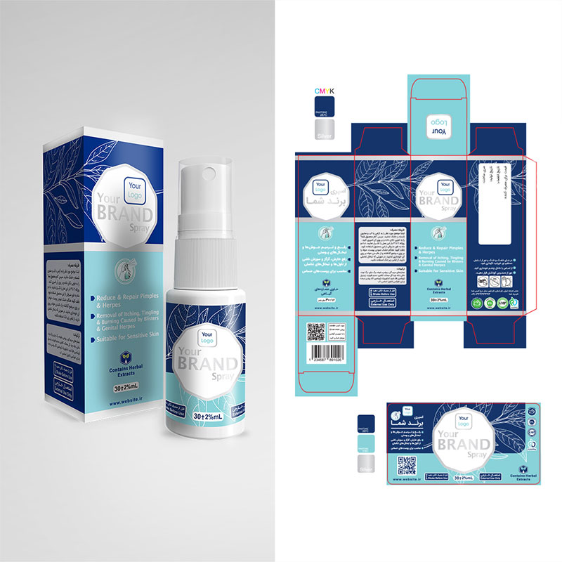 طرح بسته بندی محصول دارویی آرایشی بهداشتی به همراه موکاپ لایه باز
