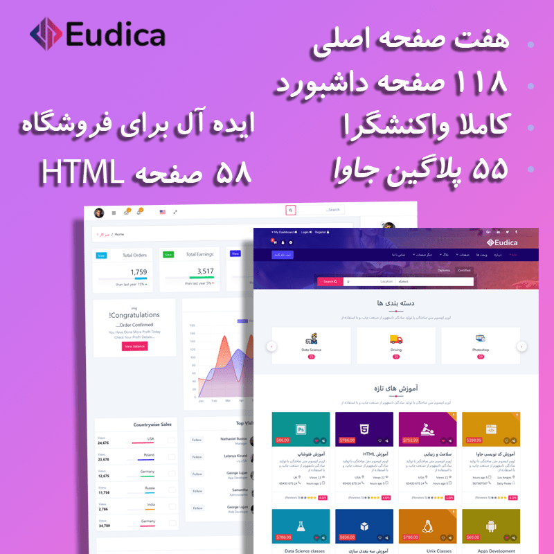قالب HTML فروش محتوا Eudica
